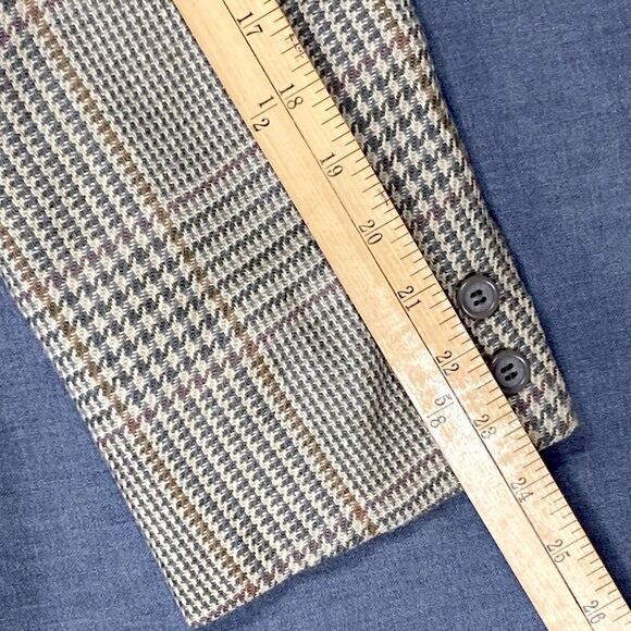 Brooks Brothers Blazer Mens 39R Tan Silk Wool Houndstooth Plaid Preppy Chic Coat - Picture 14 of 16